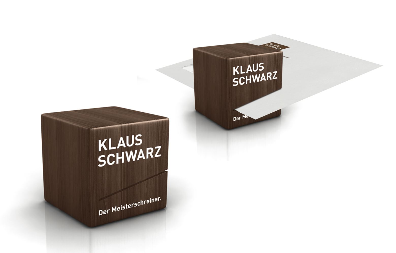 Klaus Schwarz Breifhalter aus Holz mit Logo