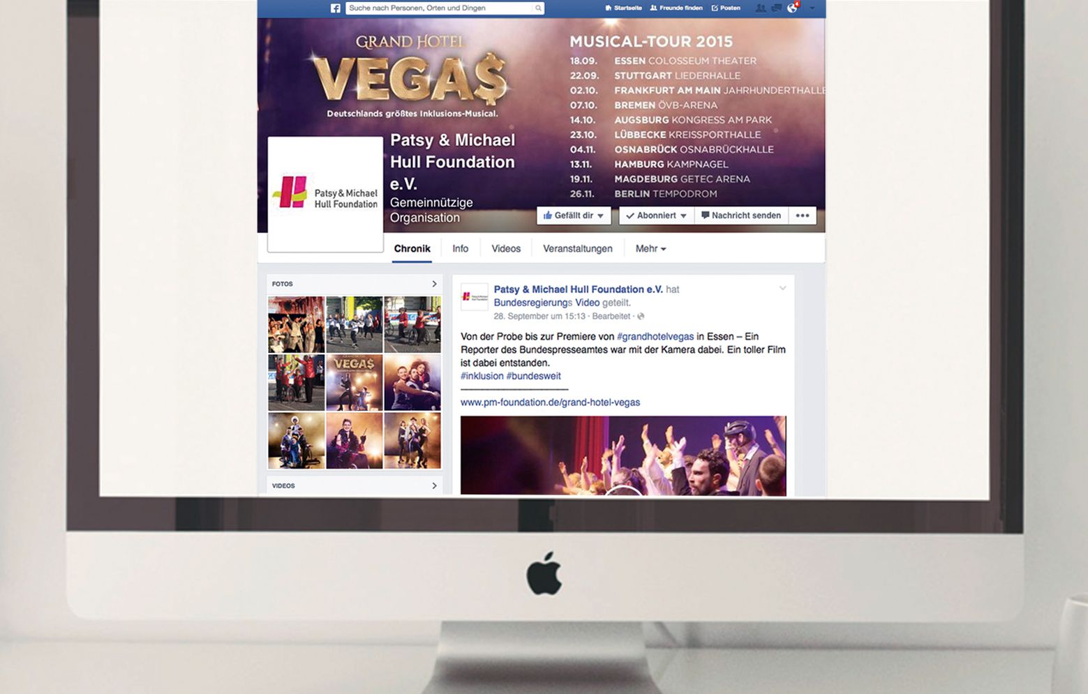 Internetscreen von Facebookseite des grand Hotel Vegas
